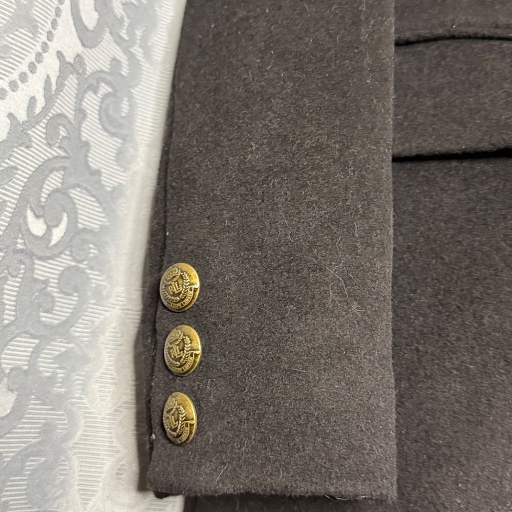Lauren Ralph Lauren Crest-Patch Wool-Blend Coat in Black - Picture 5 of 7